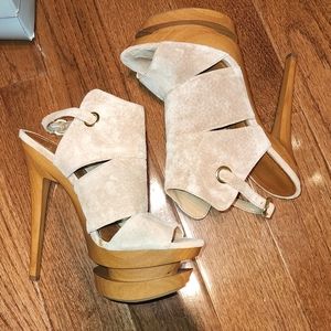 Jessica Simpson Cat Camel Suede Slingback Platform Heels
